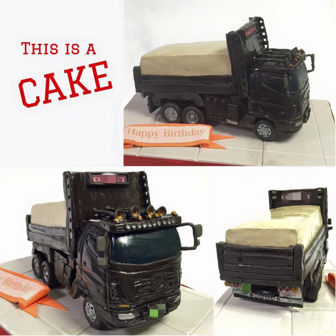 ダンプカー車立体ケーキ【北海道小樽オーダーメイドケーキ】アメリカンケーキ/フォンダン３Dケーキ