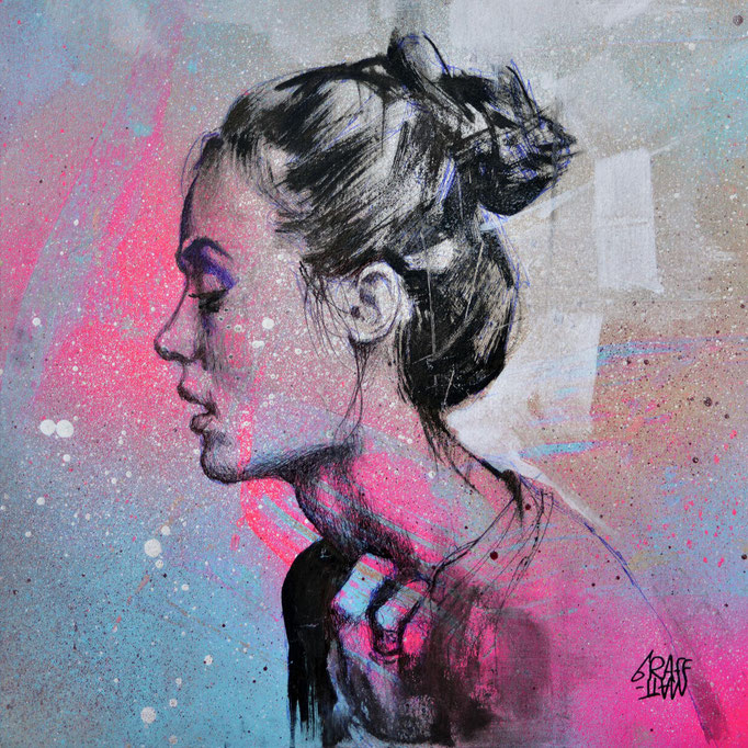 <b>NO MORE</b><br>20 x 20 cm<br><a style="color:#db6464;">Vendu</a><alt="art tableau streetart graffiti france paris lyon chambéry savoie rhone alpes spray paint tableau urbain portrait femme woman œuvre>