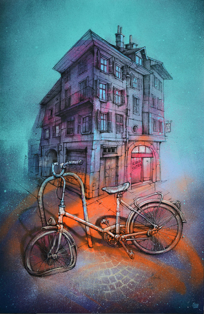 tableau d'art urbain rue chambéry patrimoine historique savoie galerie d'art
