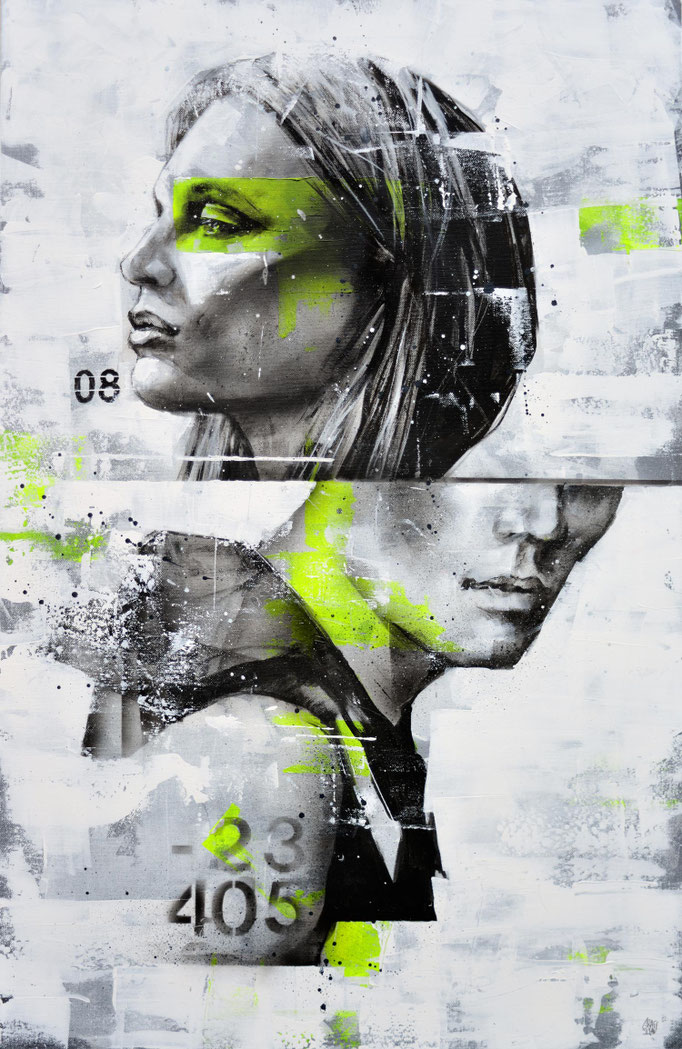 art portrait homme femme glitch effect tableau galerie art chambéry savoie
