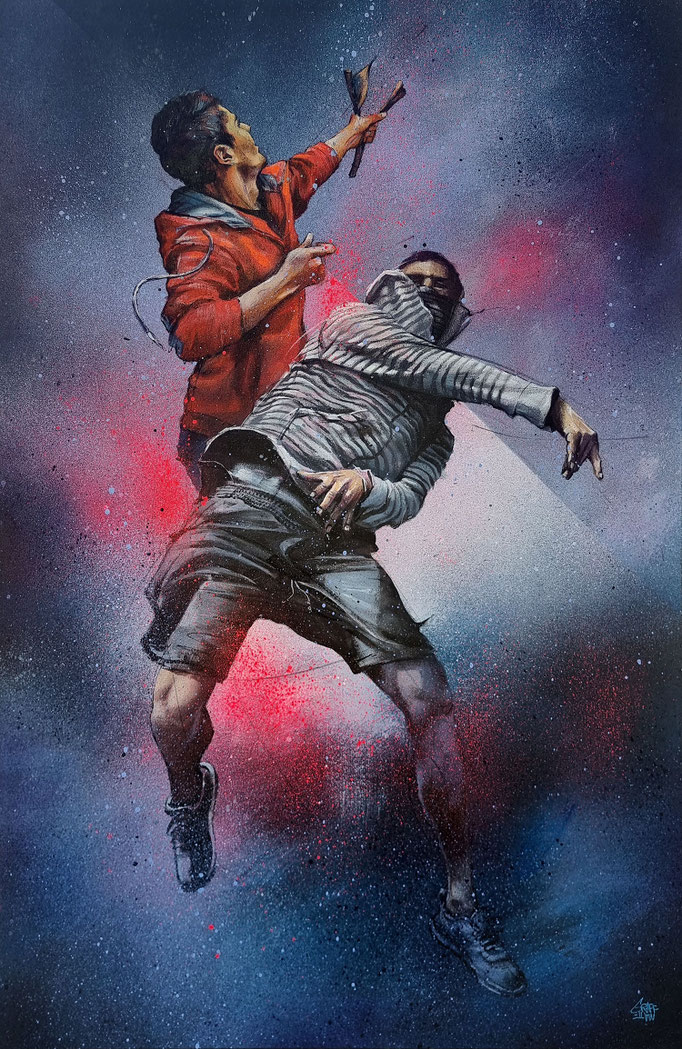 émeutes manifestation manif peinture tableau graffmatt