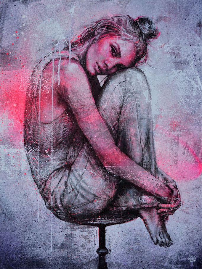 <b>LOCKED IN YOR HEART</b><br>80 x 60 cm<br><a style="color:#db6464;">Vendu<br><alt="tableau art contemporain urbain portrait femme streetart graffiti artiste peintre chambéry street artist art contemporain urbain galerie d'art achat œuvre d'art vente">
