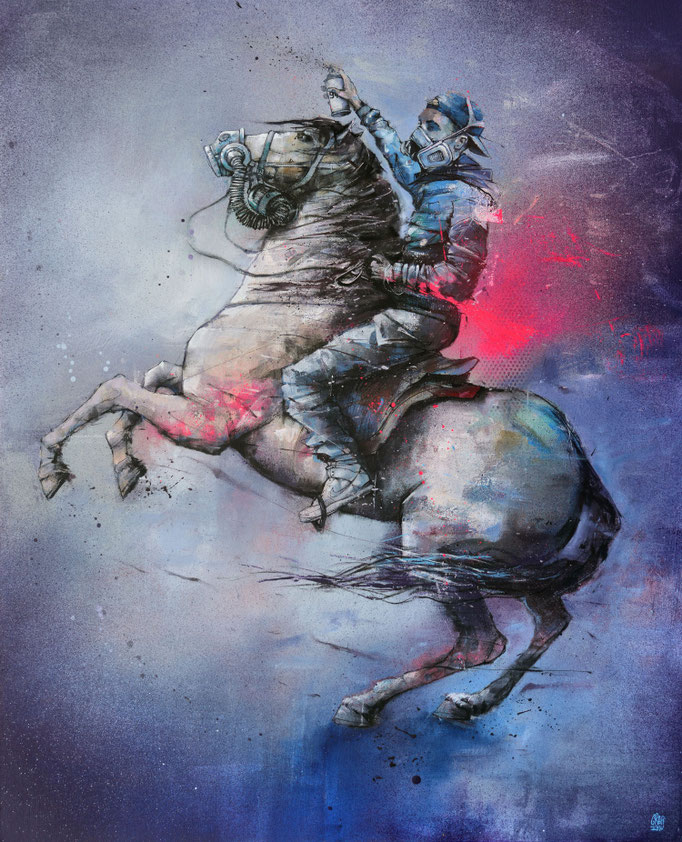 peinture streetart art contemporain covid 19 corona virus coronavirus covid_19 combat peinture artiste graffiti art coronaart cheval nous sommes en guerre pandemie