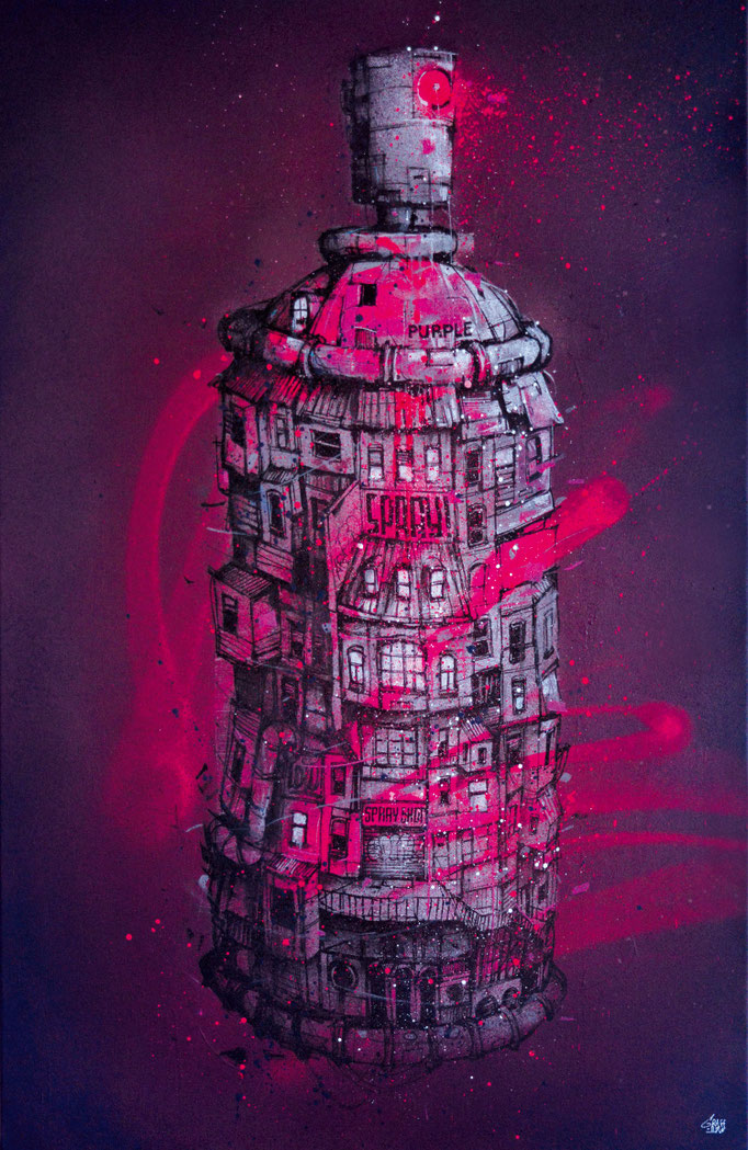 art tableau streetart graffiti spraypaint modern spraycan bombe de peinture graff tag ville aérosol rose fluo fluorescent