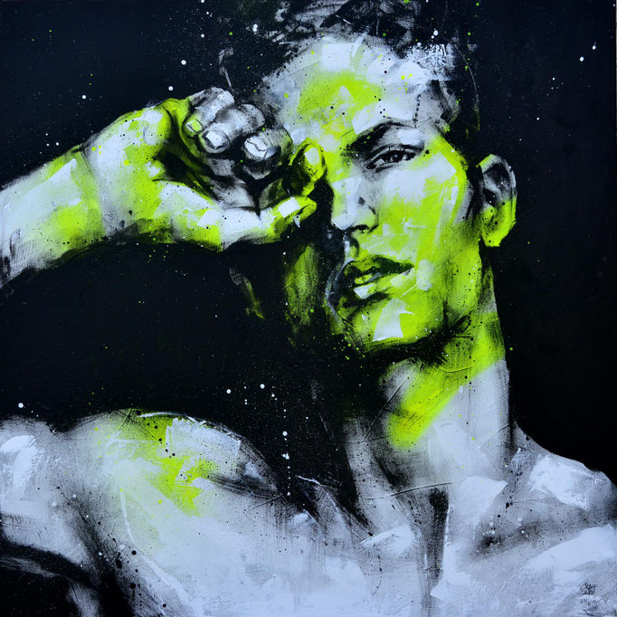 Art artiste peintre contemporain portrait homme model tableau d'art graffiti france streetart savoie chambery graffmatt