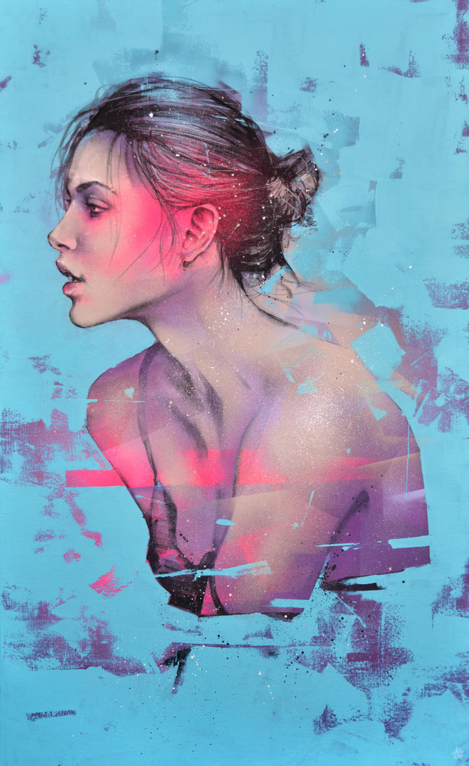 art tableau streetart urbain portrait femme peinture toile format géant gran