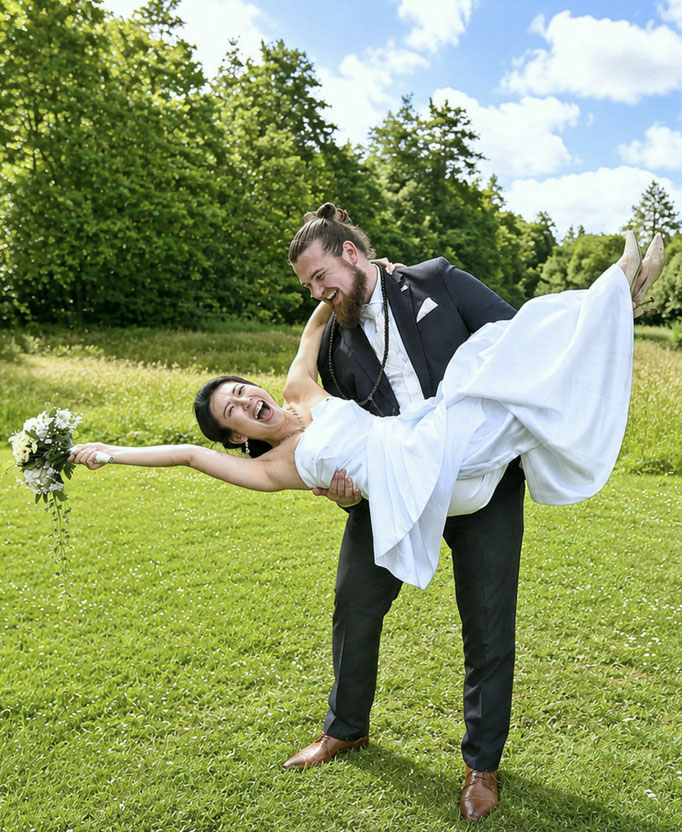 Spaß beim Shooting - Hochzeitsfotograf Bielefeld-Jöllenbeck
