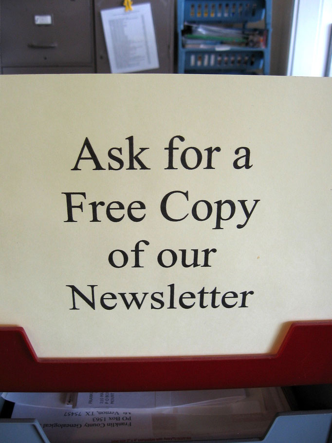 Newsletters available from the Society