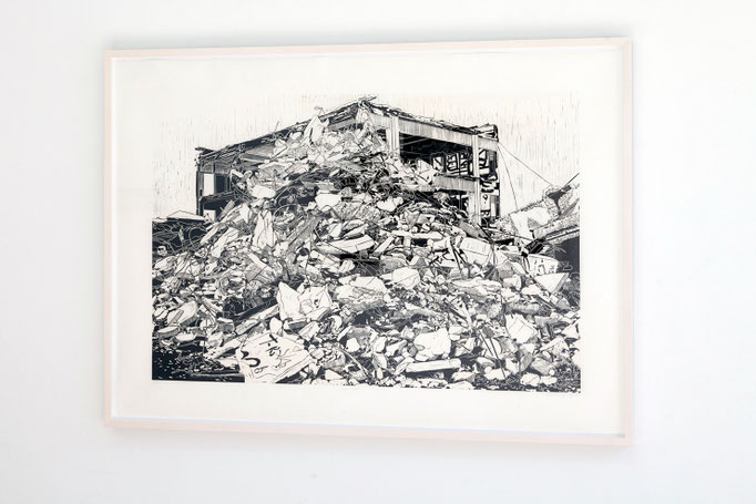 Philipp Hennevogl · Haufen Gips, Linolschnitt, Handabzug, 2011