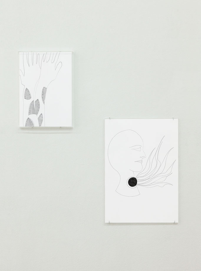 Claudia Sarnthein · Hands/Hände & Flames/Flammen, je pen on paper, 2012-15