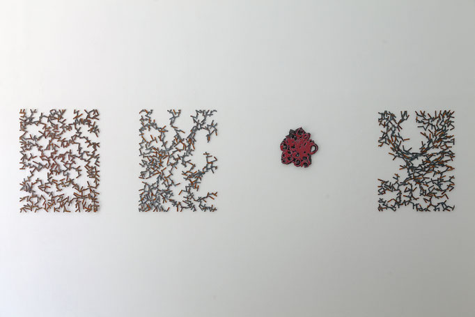Ulrich Schreiber · en mouvement - 1 & 2 Stahl verschweißt, 2016, Gabriele Künne · Rosentext Raku-Keramik, glasiert, 2016, Ulrich Schreiber · en mouvement - 3 Stahl verschweißt, 2016