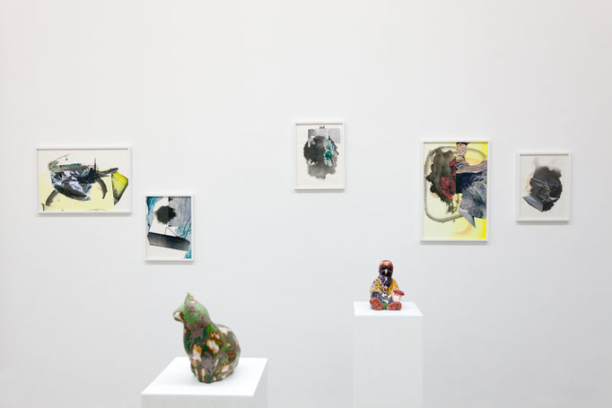 Maja Rohwetter · Gemischte Gefühle 1–5 und Erika Plamann · Süßmaus, Erika Plamann · Mustapha · Wachs, Pigmente, Ton, Gips, 2015