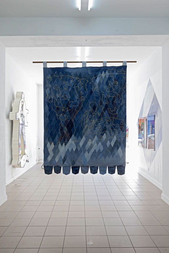 Katrin Hoffert · Human Kapital 220 cm x 160 cm, Jeansstoffe, Stoffe, 2017