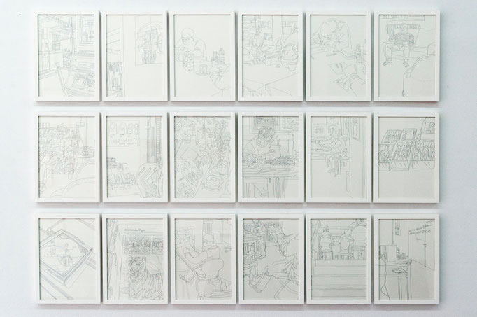 Matthias Beckmann, aus der Zeichenserie „Kunstatelier Lebenshilfe Braunschweig“, Atelier für Outsider Kunst, 2011