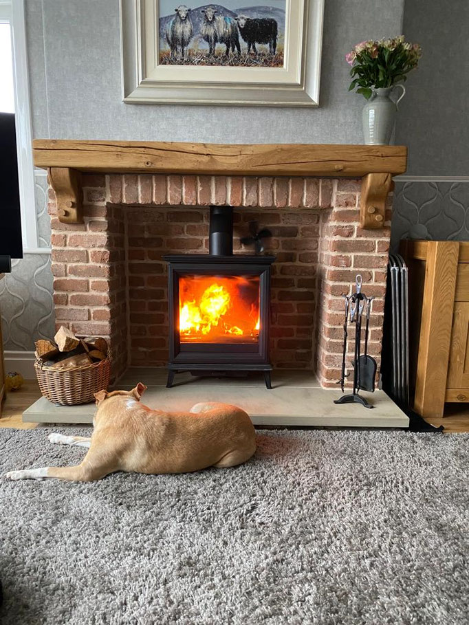 Retro Barn Stock Fireplace Chamber with Header and Extended Returns