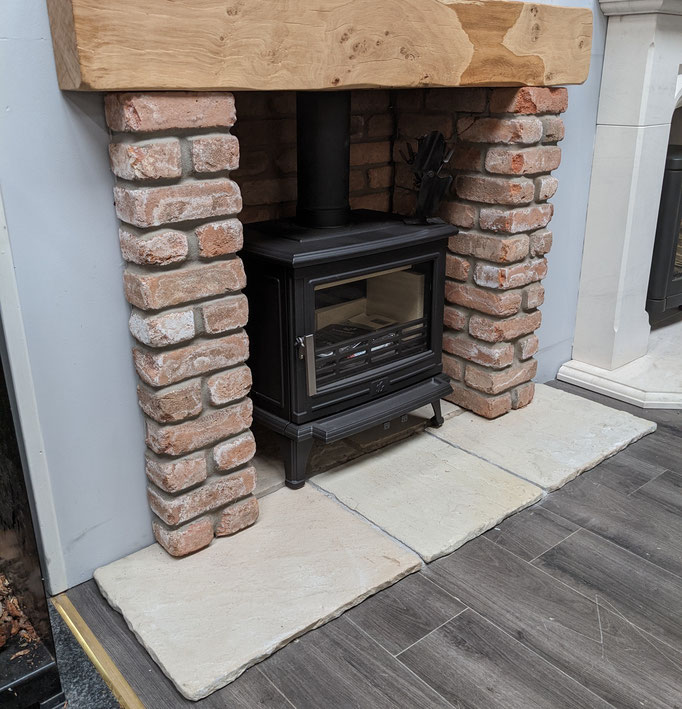 Retro Barn Stock Fireplace Chamber with Brick Pillar Returns
