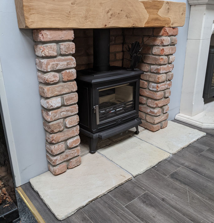 Retro Barn Stock Fireplace Chamber with Brick Pillar Returns