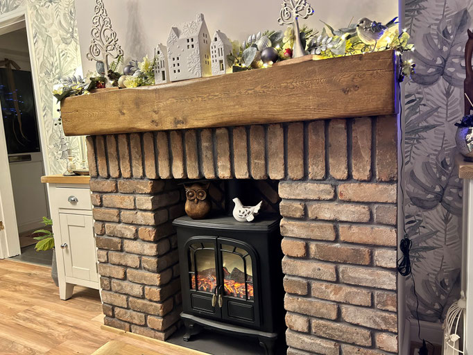 Fireplace Chamber Set in Retro Barn Stock with Extended Returns and Soldier Course Header
