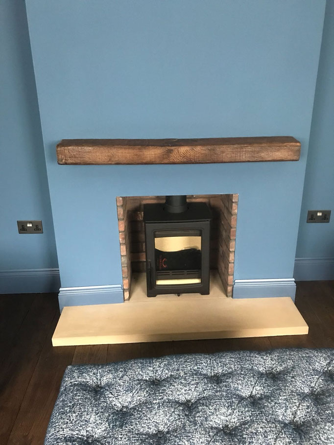 Brick Edged fireplace chamber in Furness Grey Brown