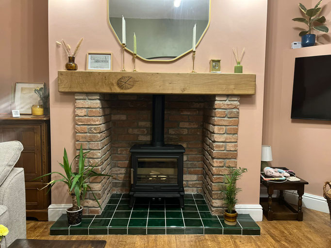 Whitby Red Multi Rustica Fireplace Chamber with Extended Brick Pillar Returns