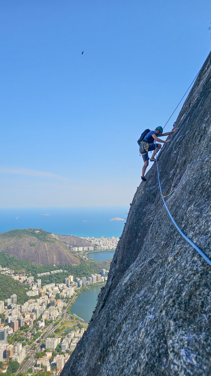 Die fotogene 2. Seillänge in der Route K2 am Corcovado