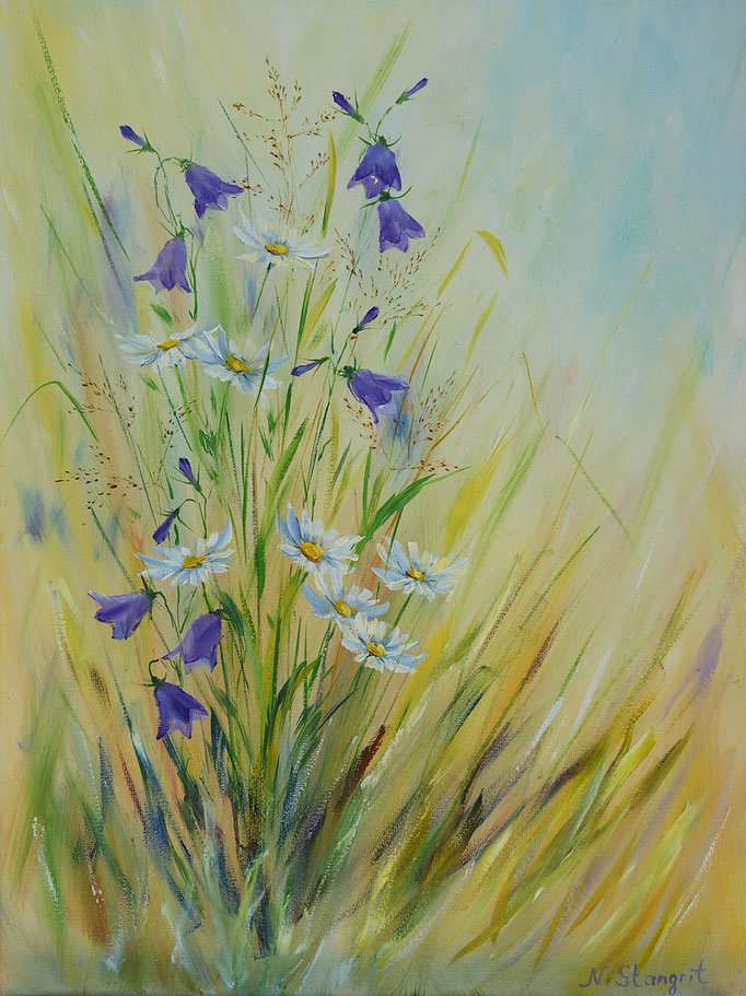 Summer flowers, Bluebells. #1 Oil on canvas, 30x40cm, 07-2017