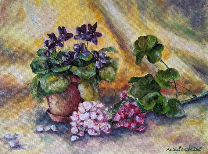 painting "Flowers"2015 Canvas/oil, 15.7 W x 11.8 H (30 x 40 centimeters) 