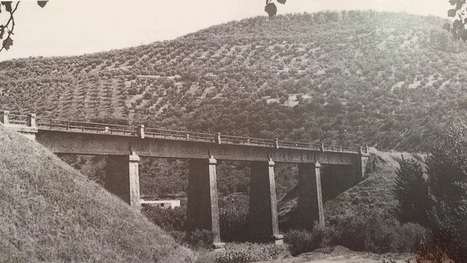 Viaducto cerca de Beas de Segura (Jaén), pontón de hormigón armado que  salva uno de los abundantes torrentes que discurren en el trazado entre Albacete y Baeza. (Foto Enric Andres Gramage)
