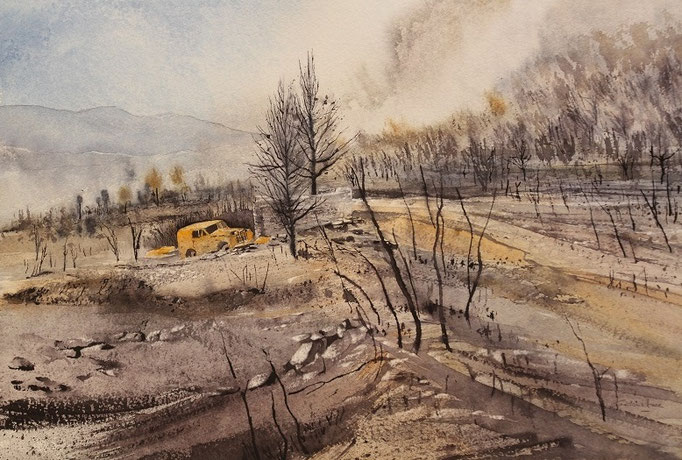 Après l'incendie à Tuchan n°27*34x52  (2016)