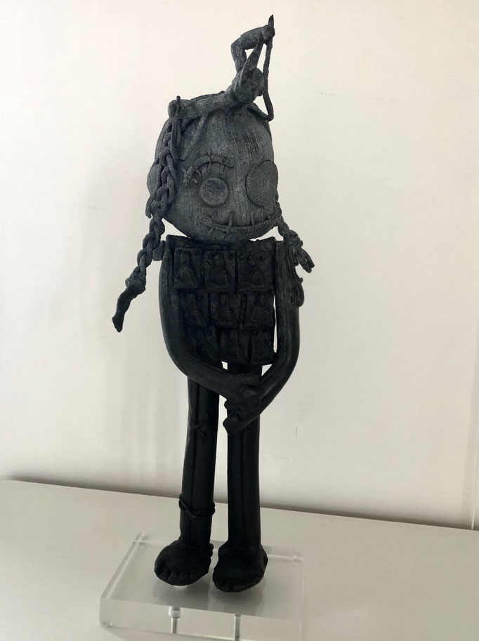 George: Doodle-pièce UNIQUE en bronze créée pour les 500 ans de Léonard de Vinci-cire perdue- disponible à la galerie-Galerie d'art Biot-côte d'Azur-Galerie Gabel -Libre dérive-Tourrette/Loup