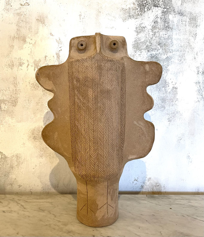 William Byl, chouette en céramique, approx 50cm, 10 kg. Galerie Gabel, Biot, Côte d'Azur