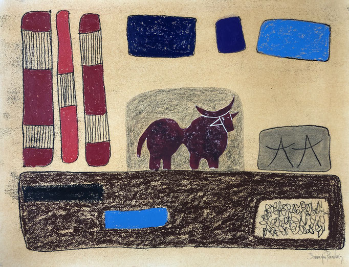 Dominique Pouchain, dessin original, pastel. Galerie Gabel-Biot-Côte d'Azur-France