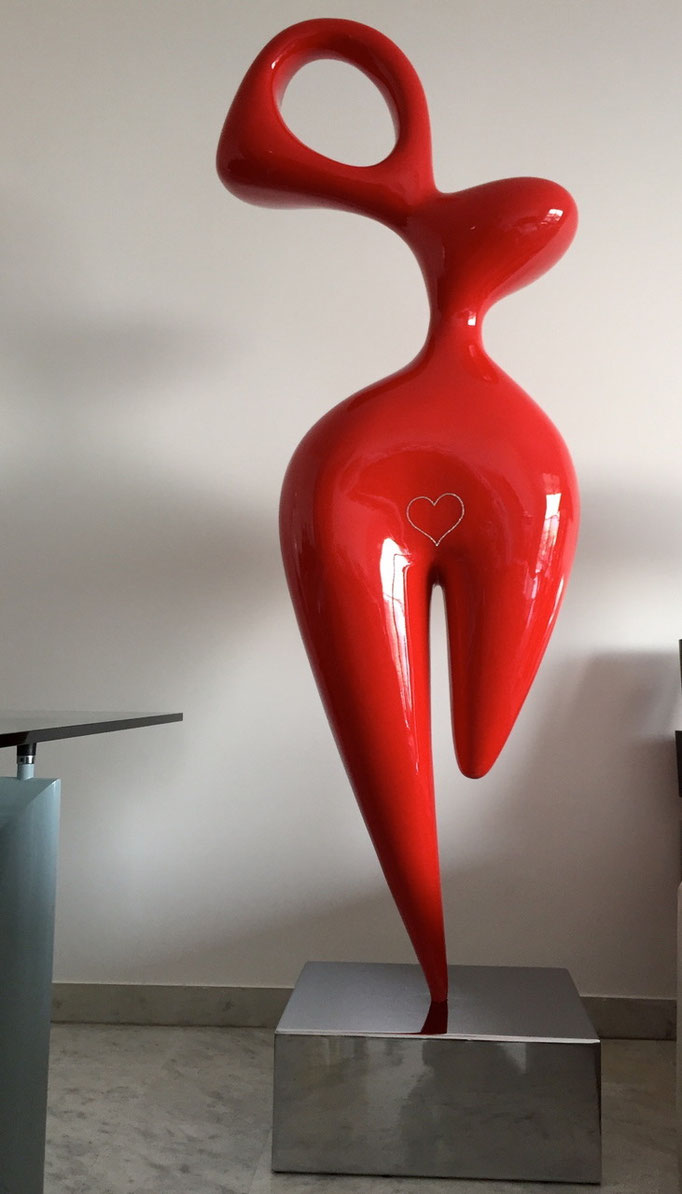 JOFFRES-Sculpture en résine 190cm 1/8 galerie d'art Biot- Sirène rouge.