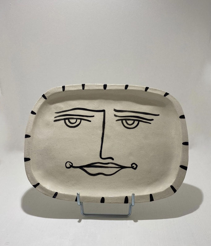 Sandrine Auric, grès émaillé fait main, "Un autre regard" 15X21cm , Galerie Gabel, Biot