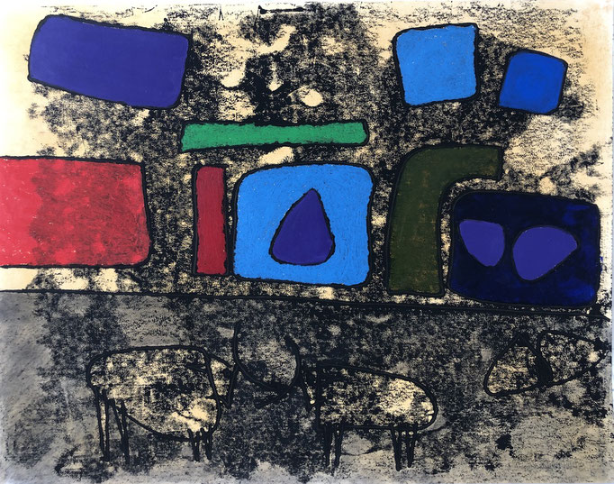 Dominique Pouchain, dessin original, pastel. Galerie Gabel-Biot-Côte d'Azur-France
