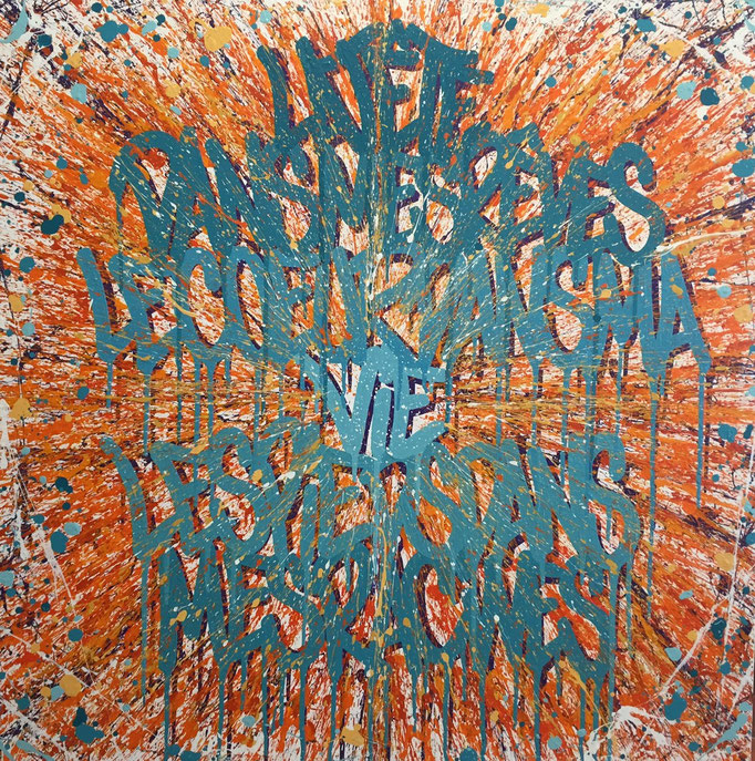 Jérémy BESSET acrylique sur toile 100X100cm "La tête dans mes rêves..."-Galerie Gabel-Biot