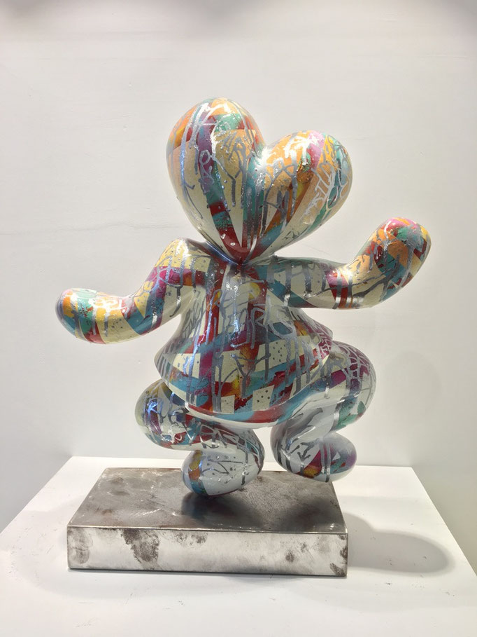FABEN-Mister lover , sculpture en résine double face, piece unique, 52cm, Galerie Gabel, Biot, French Riviera, France