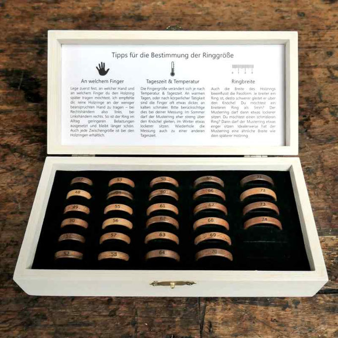 Ringmuster Box für die Bestimmung der Ringgröße