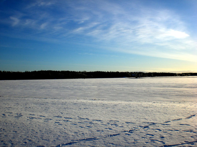 Das könnten Ihre Ski-Langlaufspuren auf dem gefrorenen Päijänne See sein.