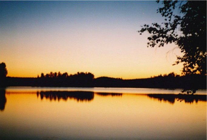 Abendstimmung in der Bucht vor dem Haus.