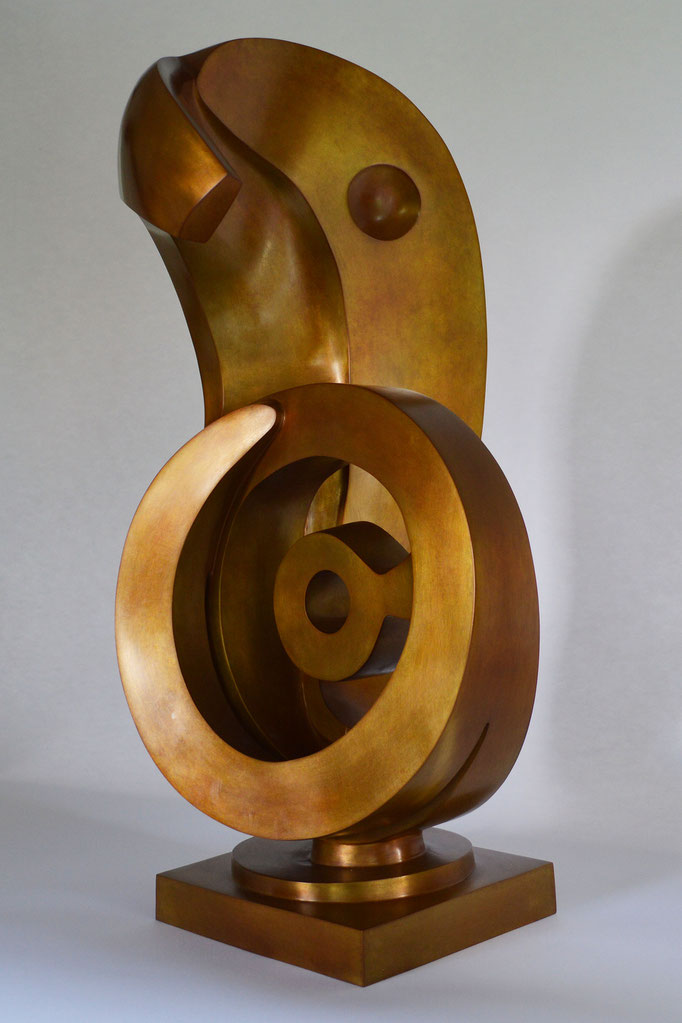 Abstract contemporary bronze sculpture by HEX who is a member of the Royal British Society of Sculptors in London. Masterpiece, Frieze, Victoria.