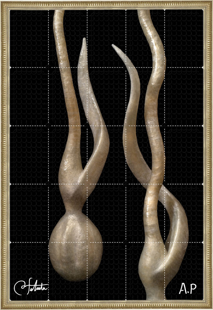 ラベル版画™5241 「セロフラワー オリジナル.4・5」/ 2017年制作 / 16mm丸ラベル 5,241ピース / 65.5×98cm