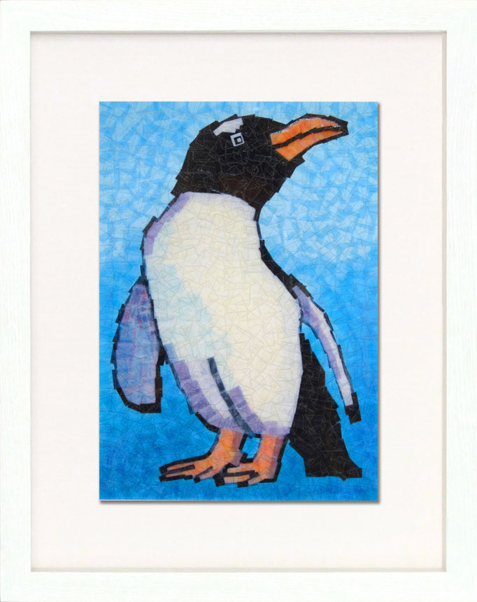 セロハン画 『ペンギン』/ 2011年制作 / 21×29.7cm / 特注カラーセロテープ