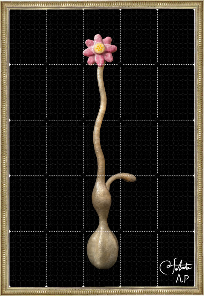 ラベル版画™5241 「セロフラワー オリジナル.6」/ 2017年制作 / 16mm丸ラベル 5,241ピース / 65.5×98cm