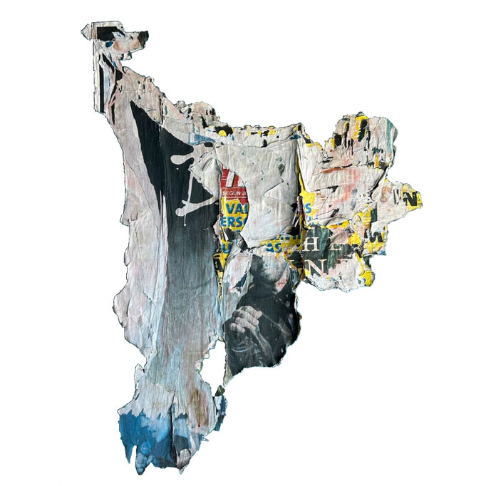 Begun, décollage on cardboard, 110,5 x 82,0 cm, 2026 (Madrid, ES)
