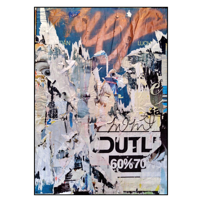 Realidad, décollage with tape, felt pen and spraypaint, ca. 97,5 x 70,0 cm, 2026 (Madrid, ES)