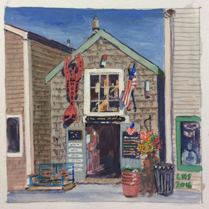 Roy Moore Lobster Shack, Gouache, 4 x 4 in., SOLD