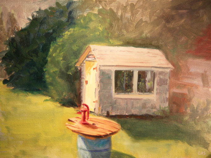 The Backyard, Oil on Canvas, 12 x 18 in., SOLD