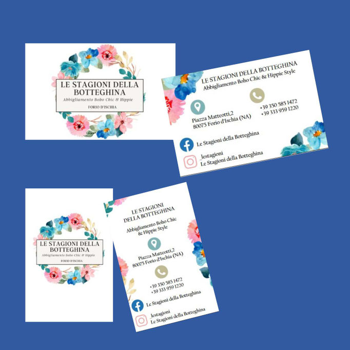 logo per il web e biglietti da visita per la promozione e diffusione off-line dei profili social