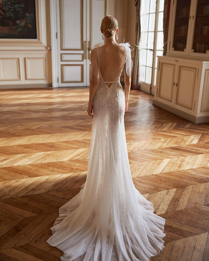 Günstiges Rosa Clara Gatsby Brautkleid Kaison für 1200 Euro